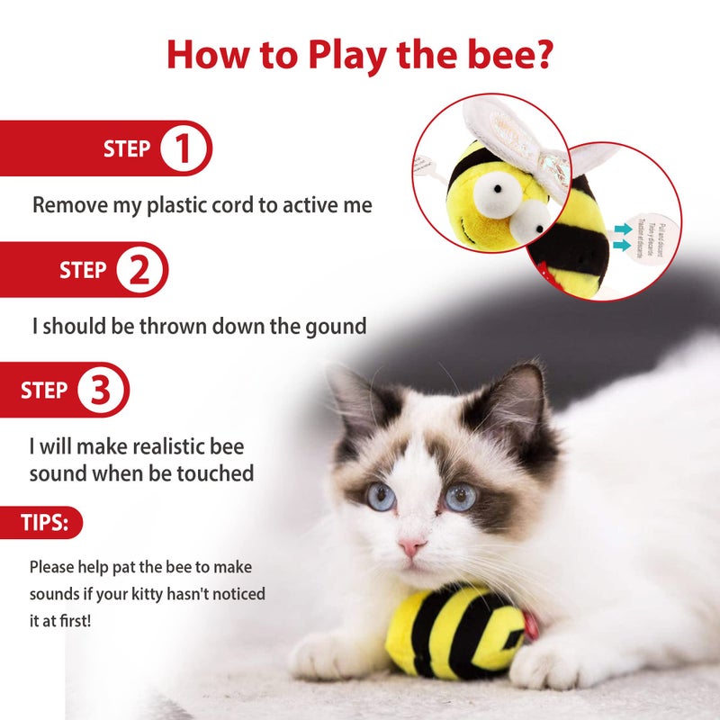 Gigwi Chirpy Bee Sound Toy for Cats, Interactive Squeaking Cat Toys Melody Chaser Play and Squeak Kitten Toy for Boredom - Image 3